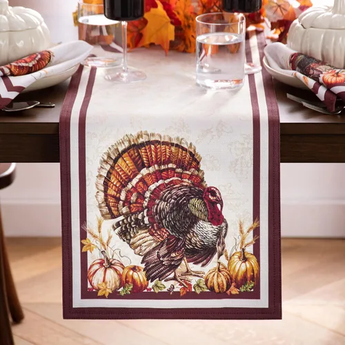 Vista 8 de Elrene Home Fashions Autumn Heritage - Camino de mesa con diseño de pavo, 13 x 70 pulgadas
