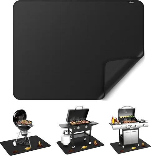 Vista 9 de FLASLD Tapete para debajo de la parrilla Blackstone a prueba de fuego y resistente al agua, protege tu mesa de preparación y mesa de parrilla al