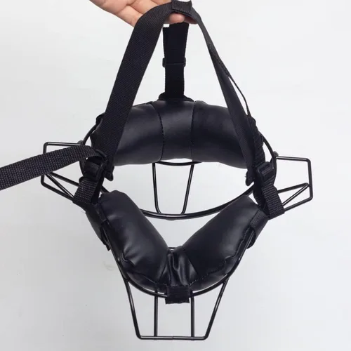 Vista 5 de Máscara facial de béisbol y softbol para máxima protección, protector de cabeza de acero de estilo tradicional con almohadilla de espuma