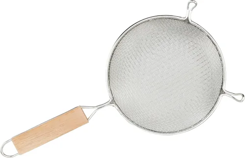 Vista 3 de Winco Colador de acero estañado de doble malla marrón de 6 1/4", fino, estaño Servicio de alimentos, ideal para escurrir pasta, enjuagar