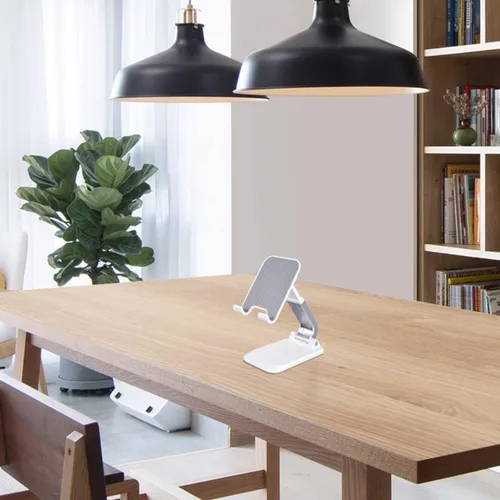 Vista 7 de Aotedor Soporte ajustable para teléfono de escritorio, diseño ergonómico, portátil, manos libres, compatible con iPhone y Samsung