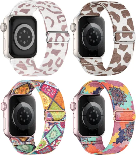 Vista 43 de 4 Pack Stretchy Solo Loop Compatible with Apple Watch Bands Women Men