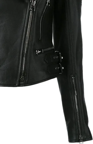 Vista 3 de Athena Fancy Black Biker Motorcycle Moto Real Leather Jacket Women Missy