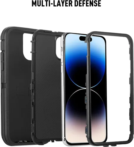 Vista 3 de Funda para iPhone 14 Pro, resistente funda protectora para teléfono, 3 capas de protección de grado militar, a prueba de golpes, polvo y caídas