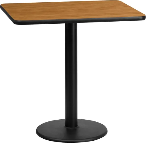 Vista 5 de Flash Furniture Mesa rectangular laminada negra de 24 x 30 pulgadas con base de altura de mesa redonda de 18 pulgadas