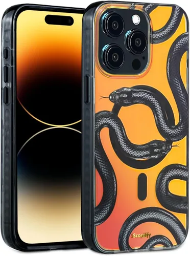 Vista 74 de SCORPIFY Funda para iPhone 15 Pro Max [Compatible con MagSafe] con Diseño de Estampado de Leopardo Guepardo Negro Mate, Linda Funda Magnética