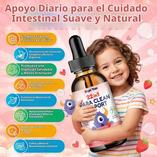 Vista 2 de Limpieza de parásitos 22 en 1 para humanos y niños, gotas líquidas de limpieza intestinal a base de hierbas con ajenjo, nogal negro, clavo