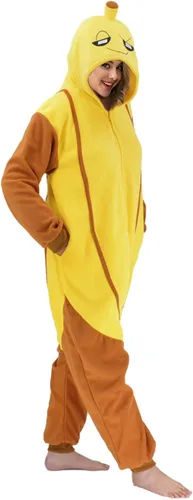 Vista 8 de vavalad Pijama de plátano para adultos, disfraz de fiesta de Halloween, Navidad, juego de rol, disfraz de cosplay para mujeres y hombres