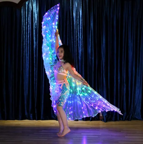 Vista 9 de Alas LED Isis que brillan iluminan disfraces de carnaval, Halloween, disfraces de alas de mariposa con palos telescópicos