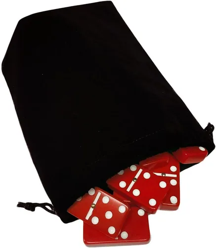 Vista 11 de Marion & Co. Dominó Doble Seis 6 Azulejos Negros Tamaño Jumbo de Torneo Profesional con Giradores en Bolsa Elegante de Terciopelo Negro