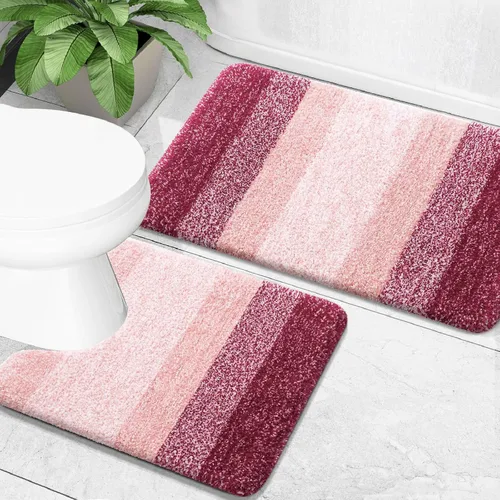 Vista 75 de OLANLY - Juego de tapetes para baño de 2 piezas, de microfibra, suaves y absorbentes, antideslizantes, lavables a máquina y para secadora, felpudos