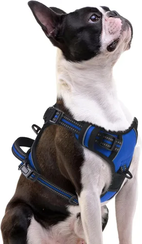 Vista 13 de PUPTECK Arnés táctico sin tirones para perro, tamaño mediano, arnés reflectante ajustable con asa para perro, de fácil control, cómodo y suave