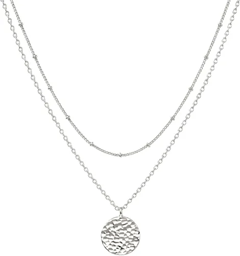Vista 24 de Fettero - Collar con dije de oro, gargantilla en capas con moneda abierta, círculo de karma completo, luna creciente nueva, 14K oro chapado