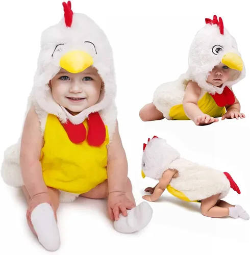 Vista 5 de Ropa de bebé niña de 12 a 18 meses, disfraz de animal de pollo para invierno (blanco, 3-6 meses)