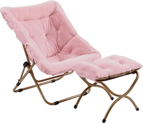 Vista 13 de Cómoda silla plegada, silla plegable de gran tamaño de piel sintética suave, silla flexible para adultos y niños, silla lunar con marco de metal