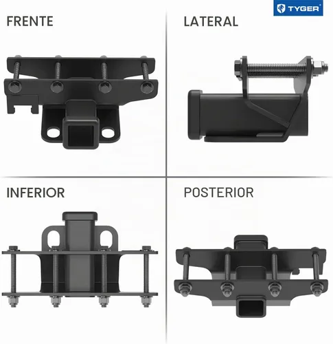 Vista 5 de TYGER Combo de remolque: enganche receptor de 2 pulgadas, arnés de cableado y cubierta de enganche para Wrangler JK 2Dr y 4Dr 2007-2018