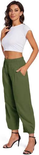 Vista 7 de Womens Capri Yoga Pants Wide Leg Loose Comfy Lounge Cropped Capris with Pockets