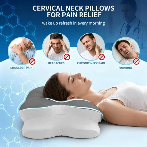 Vista 4 de Almohada cervical para el cuello, almohada de espuma viscoelástica