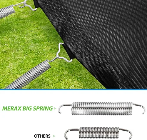 Vista 5 de Merax Trampolín para exteriores de 10 pies con aro de baloncesto, recinto de seguridad y escalera, trampolín recreativo al aire libre para niños