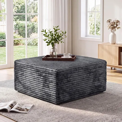 Vista 28 de Sofá modular en forma de L para sala de estar, sofá modular sin huesos con diván, sofá de pana con asiento profundo, no requiere montaje, negro