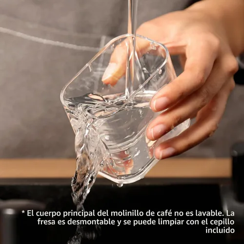 Vista 7 de VEVOK CHEF Molinillo de café eléctrico portátil, molinillo de grano de café cónica ajustable, molinillo de un botón con recargable por USB, parada