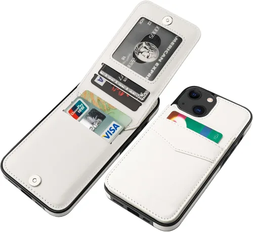 Vista 26 de KIHUWEY Funda Cartera Compatible con iPhone 13 con Soporte para Tarjetas de Crédito, Cierre Magnético de Cuero Premium con Soporte, Funda Protectora