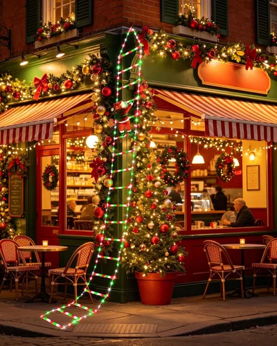 Vista 4 de Luces LED de escalera para decoraciones navideñas de 10 pies con Papá Noel