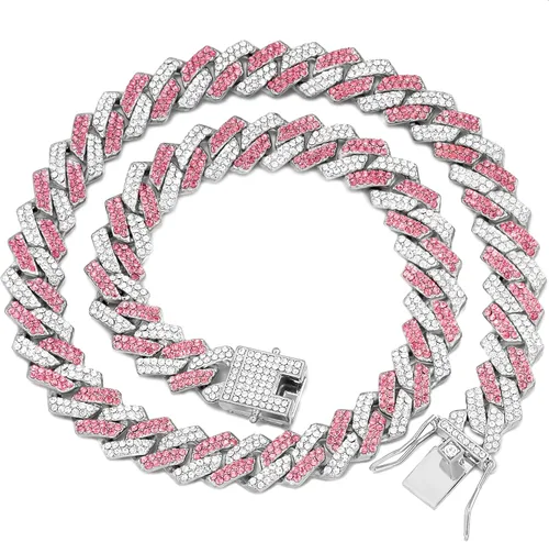 Vista 16 de Collar de cadena dorada para perro, collar cubano de diamantes para caminar, collar de cadena de metal con diseño de hebilla segura, collares