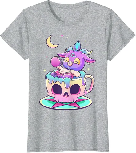 Vista 25 de Kawaii Pastel Goth Cute espeluznante Pentáculo Baphomet - Camiseta de cabra, Negro