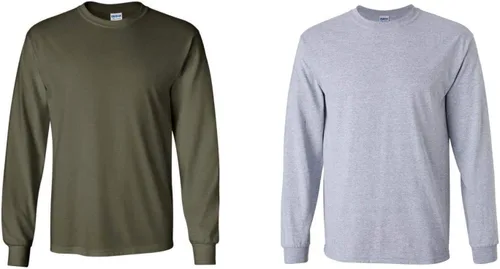 Vista 41 de Gildan - Camiseta de algodón y de manga larga para hombre, modelo G2400 (1) verde irlandés + (1) negro