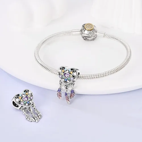 Vista 2 de Parmuz 925 Sterling Silver Charms for Charm Bracelet Necklace Mom Heart Love Dangle Charm Beads for Women Mother Grandmother Mothers Day Gift
