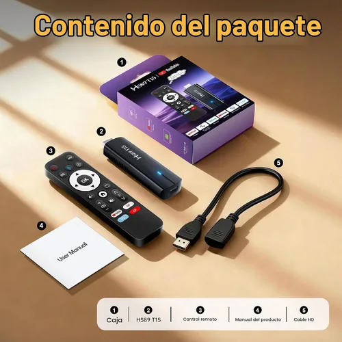 Vista 9 de 2026 Android 14.0 TV Stick, RK3539 de doble banda Wifi6 BT5.4 con control