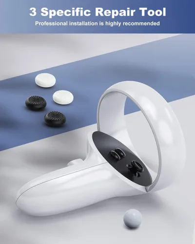 Vista 5 de Kit de repuesto para mando Meta Quest 2Oculus Quest 2 (9 en uno), AOJAKI Oculus Quest 2 accesorios para controlador Oculus, incluyendo joystick