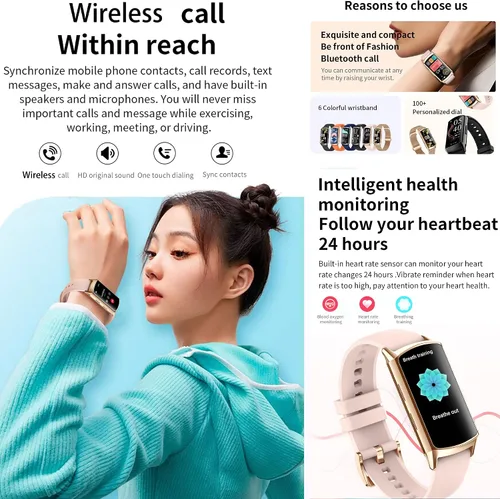 Vista 3 de ZPIMY AMOLED - Reloj inteligente de 1.58 pulgadas para mujer (llamada/respuesta de llamada), reloj inteligente impermeable 5ATM para hombre Oro