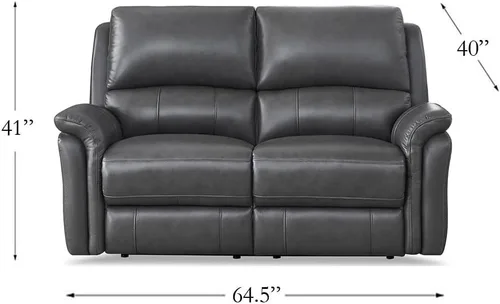 Vista 3 de Hydeline Erindale Zero Gravity Power - Sofá biplaza reclinable de cuero de grano superior, color gris cuarzo Quartz gris