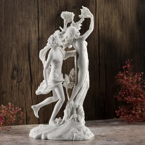 Vista 6 de Veronese Design 14 pulgadas Apolo y Daphne griego escultura resina mármol blanco acabado