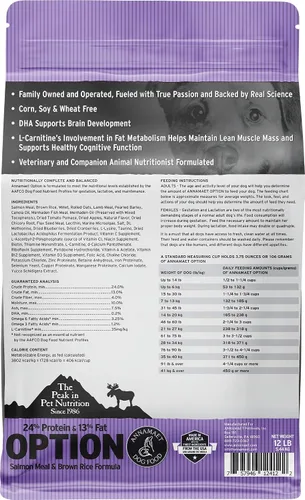 Vista 11 de Annamaet Original Option Formula - Alimento seco para perros, 24% de proteínas (salmón y arroz integral), bolsa de 40 libras