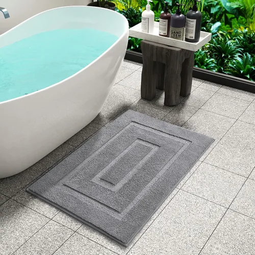 Vista 36 de HOMORE Alfombra de baño negra de 24 x 17 pulgadas, suave y absorbente, alfombra de baño pequeña, alfombra de baño lavable antideslizante para bañera