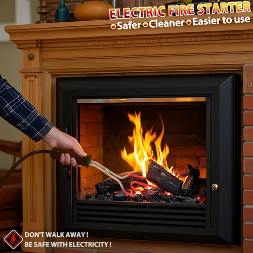 Vista 6 de Arrancador eléctrico de carbón de 650 W, encendedor de fuego para barbacoa, parrilla, chimenea, ahumador, fogatas, briquetas de encendido rápido