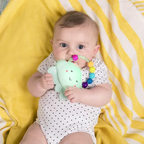 Vista 2 de B. toys Baby Rattle, Rain-Glow Squeeze Teether Toy