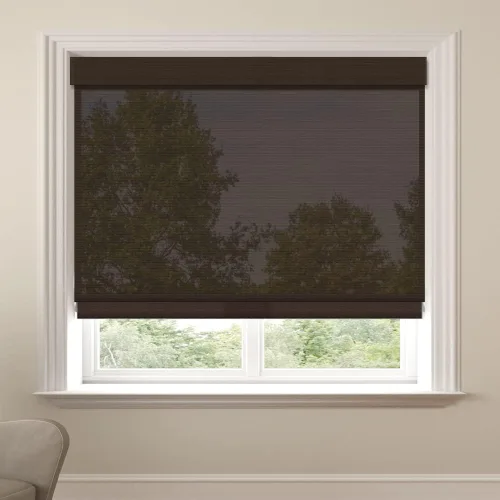 Vista 10 de Persianas romanas de madera personalizadas, persianas opacas con forro de bambú, color marrón Forro marrón-beige - Blackout