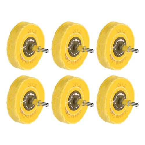 Vista 10 de uxcell Rueda de almohadilla de pulido de 1 pulgada de algodón con mango de 1/8 pulgadas para colector de aluminio, acero inoxidable, cromo blanco