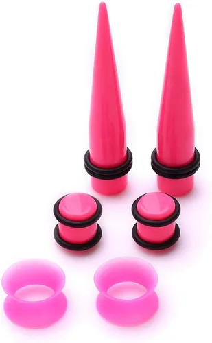Vista 5 de JieyueJewelry - Paquete de 50 unidades para estiramiento de oreja (14G-00G),túneles de silicona, conos y tapones acrílicos, set para expandir