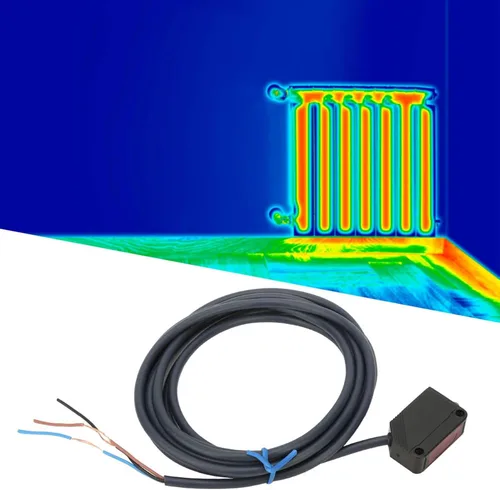 Vista 3 de Sensor de haz fotoeléctrico, interruptor de detección de reflexión difusa sensible con rango de 3.937 in, 12 24 VCC, salida NPN, cable de 5.91 pies