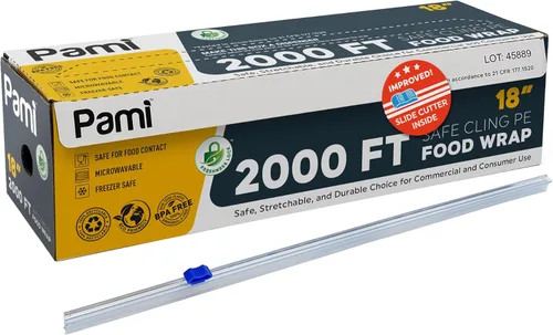 Vista 7 de PAMI Envoltura de plástico para alimentos de 12 pulgadas x 2000 pies con cortador deslizante, película elástica segura, sin BPA, apta
