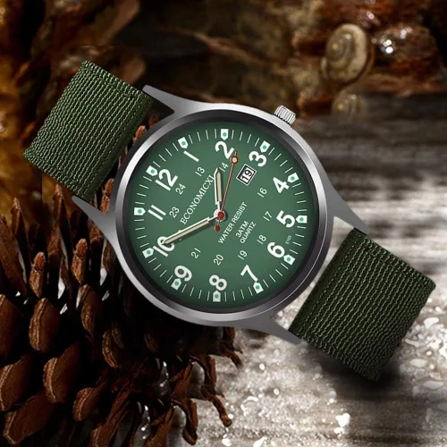 Vista 4 de Relojes de nailon para hombre, impermeable, analógico, de cuarzo, con fecha, reloj digital para hombre