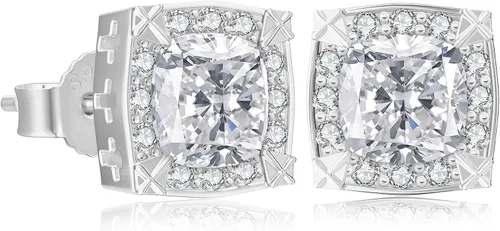 Vista 17 de KRKC&CO Earrings Stud for Men, Silver Post Square Earrings 2-Dorado-b