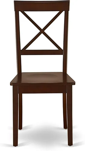 Vista 6 de East West Furniture ANBO5-MAH-W - Juego de comedor de 5 piezas para 4 personas, incluye una mesa de cocina redonda con pedestal y 4 sillas