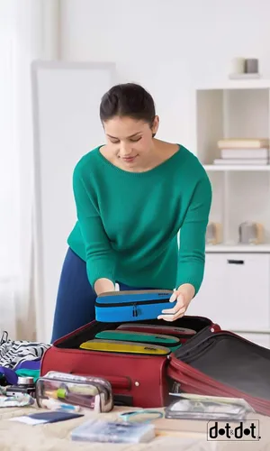 Vista 8 de Cubos de embalaje delgados para maletas, juego de 5 cubos de equipaje para viajes, bolsas organizadoras de maleta, cubos de viaje organizadores