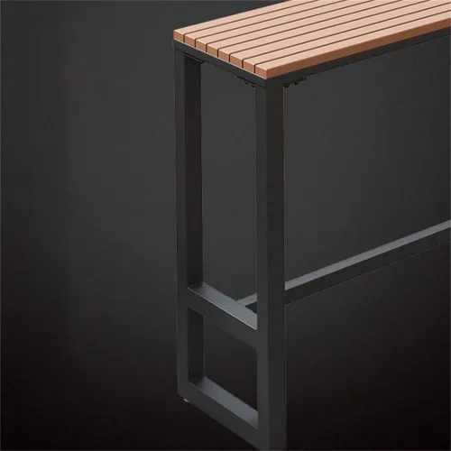 Vista 7 de LAKIQ Moderna mesa rectangular de bar para exteriores con caballete para exteriores, mesa de altura de pub para patio, mesa de madera fabricada